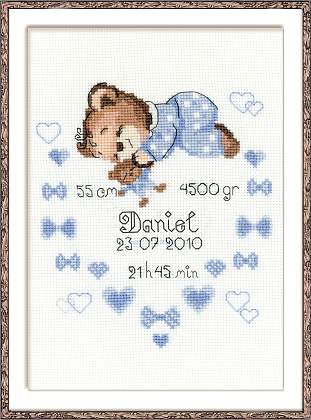 Riolis Cross Stitch - Birth Notice Boy